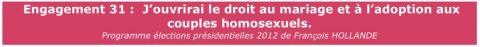 Mariage pour tous, l’engagement 31 du candidat François Hollande
