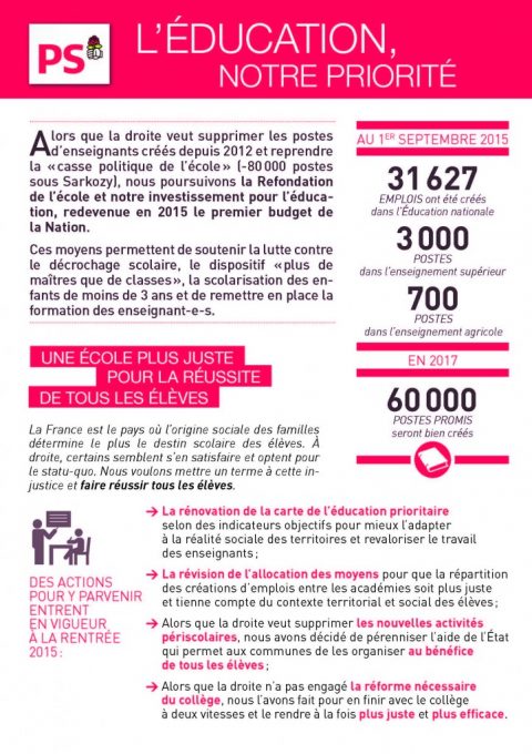 L’ÉDUCATION : NOTRE PRIORITÉ