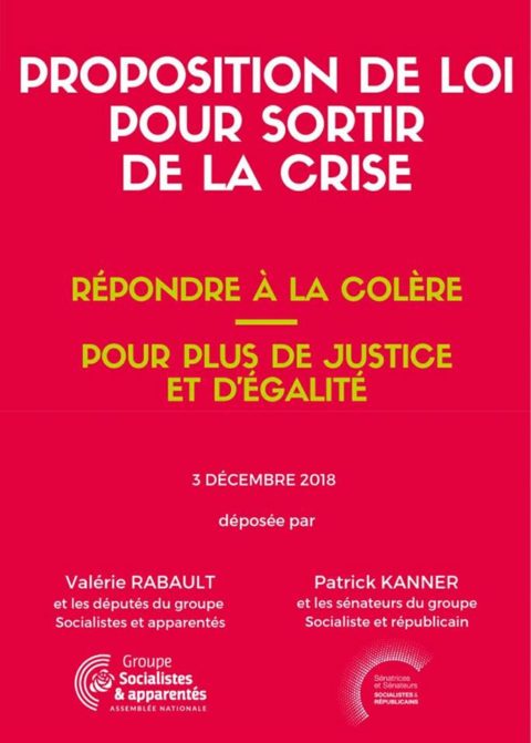 Les sénateurs et les députés socialistes déposent aujourd’hui une proposition de loi pour sortir de la crise