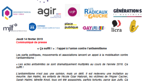 « Ça suffit ! » : l’appel à l’union contre l’antisémitisme