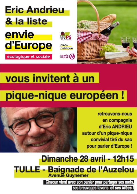 Pique-nique européen avec Eric ANDRIEU Dimanche 28 avril à TULLE