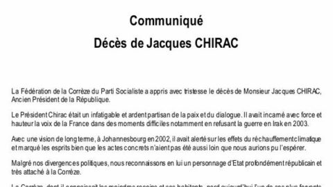 Décès de Jacques CHIRAC